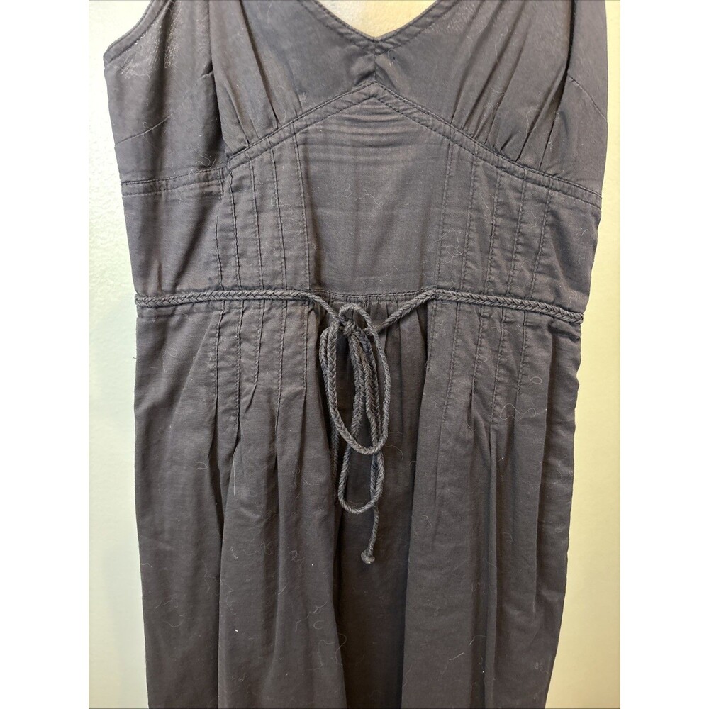 American Eagle Women's Size 0 Black Cotton Sundress Spaghetti Strap Tie Waist - Picture 6 of 11